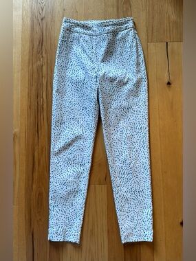 Slimsation By Multiples White Blouse with Teal and Lime Dot Print, Size 2